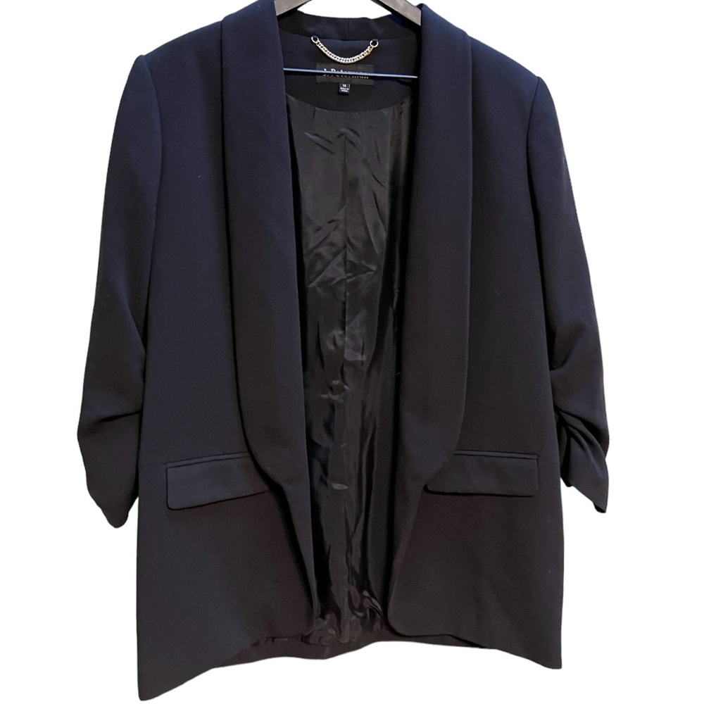 J Peterman black tuxedo woman’s blazer open size 14